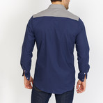 Blanc // Button Up // Navy + Gray (2X-Large)