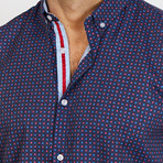 Blanc // Patterned Button Up // Navy (2X-Large)