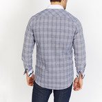 Blanc // Button Up // White + Gray + Navy Plaid (Large)