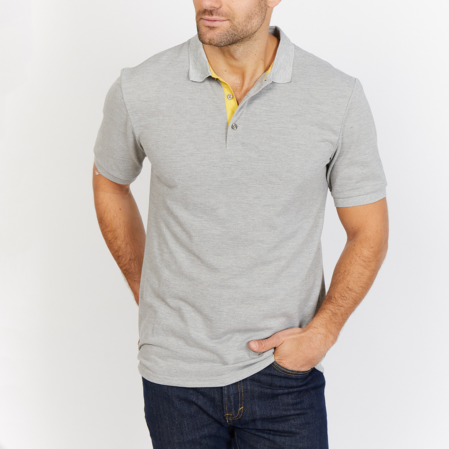 Eli Polo Shirt // Light Gray (S) - Blanc - Touch of Modern