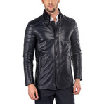 Gabriele Leather Jacket Slim Fit // Navy (L)