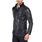 Gabriele Leather Jacket Slim Fit // Navy (M)