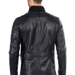 Gabriele Leather Jacket Slim Fit // Navy (S)