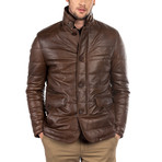 Ben Leather Coat Slim Fit // Antique Brown (S)
