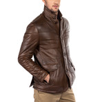Ben Leather Coat Slim Fit // Antique Brown (XS)