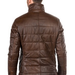 Ben Leather Coat Slim Fit // Antique Brown (L)