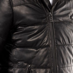 Louis Leather Coat Regular Fit // Black (M)