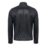 Rufus Leather Jacket Slim Fit // Black + Navy Lining (XS)