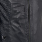 Rufus Leather Jacket Slim Fit // Black + Navy Lining (XL)