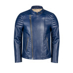 Francis Leather Jacket Slim Fit // Blue (S)