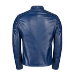 Francis Leather Jacket Slim Fit // Blue (2XL)