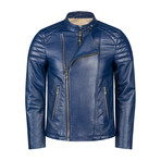 Francis Leather Jacket Slim Fit // Blue (XS)