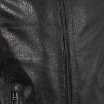Greer Leather Jacket Regular Fit // Black (2XL)