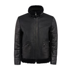 Asher Leather Coat Regular Fit // Black (M)