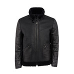Asher Leather Coat Regular Fit // Black (XS)