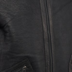 Asher Leather Coat Regular Fit // Black (XL)