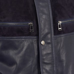 Dexter Leather Coat Regular Fit // Navy (L)