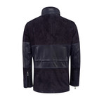 Dexter Leather Coat Regular Fit // Navy (2XL)