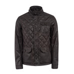 Axle Leather Coat Regular Fit // Violet Brown (2XL)