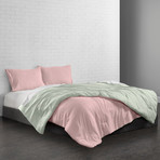 Reversible Brushed Microfiber Plush Down-Alt Comforter Set // Rose/Sage (Twin)