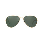 Aviator Large Metal // Gold + Green G-15