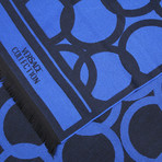 Wool Round Pattern Scarf // Blue