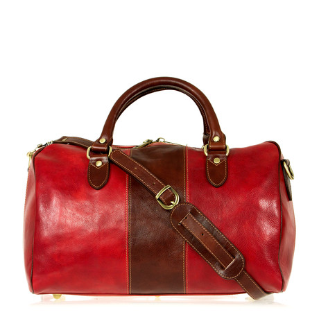 Auguste Travel Bag // Red + Brown
