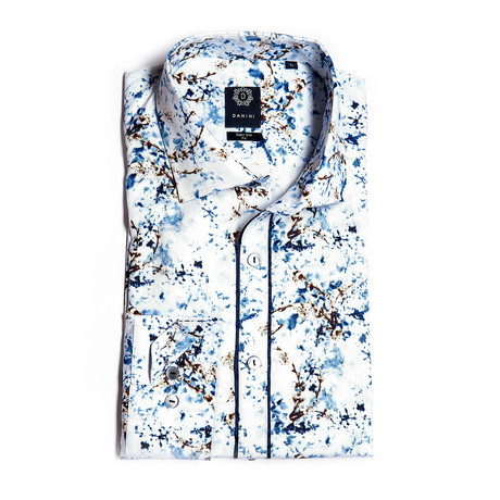 George Slim Fit Dress Shirt // White + Blue (S)