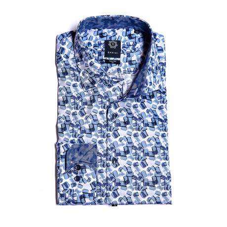 Harrison Slim Fit Dress Shirt // Blue + White (S)