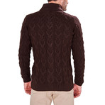 Zip-Up Textured Sweater // Brown (3XL)