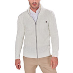 Zip-Up Textured Sweater // Ecru (S)