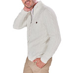 Zip-Up Textured Sweater // Ecru (3XL)