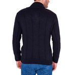 Patterned Quarter-Zip Sweater // Navy (S)