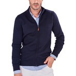 Knitted Zip-Up Jacket // Navy (3XL)
