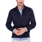 Knitted Zip-Up Jacket // Navy (M)