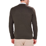Patterned Knit Sweater // Khaki Olive (3XL)