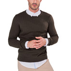 Patterned Knit Sweater // Khaki Olive (M)