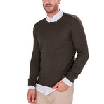 Patterned Knit Sweater // Khaki Olive (2XL)