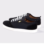 Suede + Canvas Low Sneaker // Black + Black (Euro: 40)
