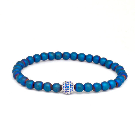 Matte Blue Hematite + Blue Bracelet