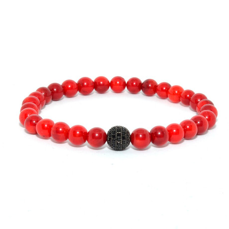 Red Coral + Black Bracelet