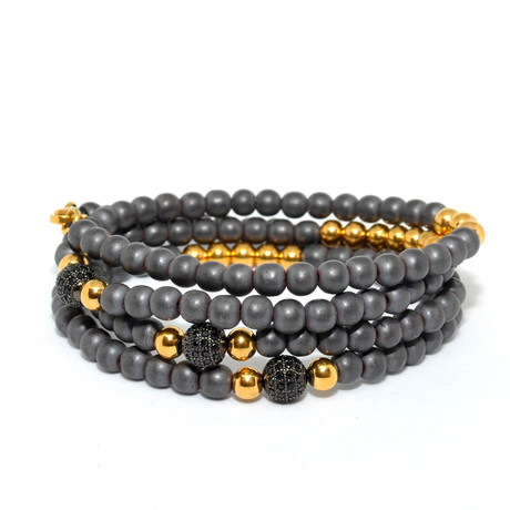 Necklace + Wrap Bracelet // Matte Pyrite + Black Cubic Zirconia