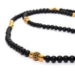 Necklace + Wrap Bracelet // Matte Onyx + Gold Cubic Zirconia