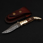 Damascus Liner Lock Folding Knife "Handmade" // 2685