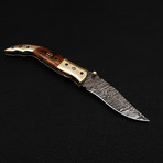 Damascus Liner Lock Folding Knife "Handmade" // 2685