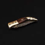 Damascus Liner Lock Folding Knife "Handmade" // 2685