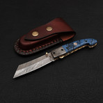 Damascus Liner Lock Folding Knife "Handmade" // 2687
