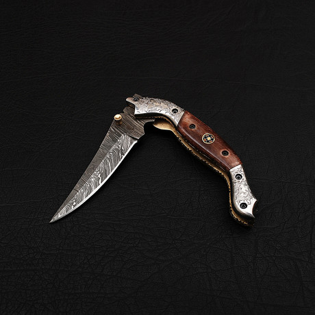 Damascus Liner Lock Folding Knife // 2690