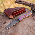 Damascus Liner Lock Folding Knife "Handmade" // 2693