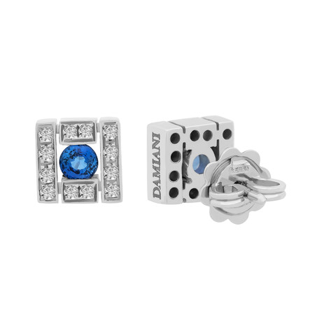 Damiani Belle Epoqur 18k White Gold Diamond + Sapphire Earrings